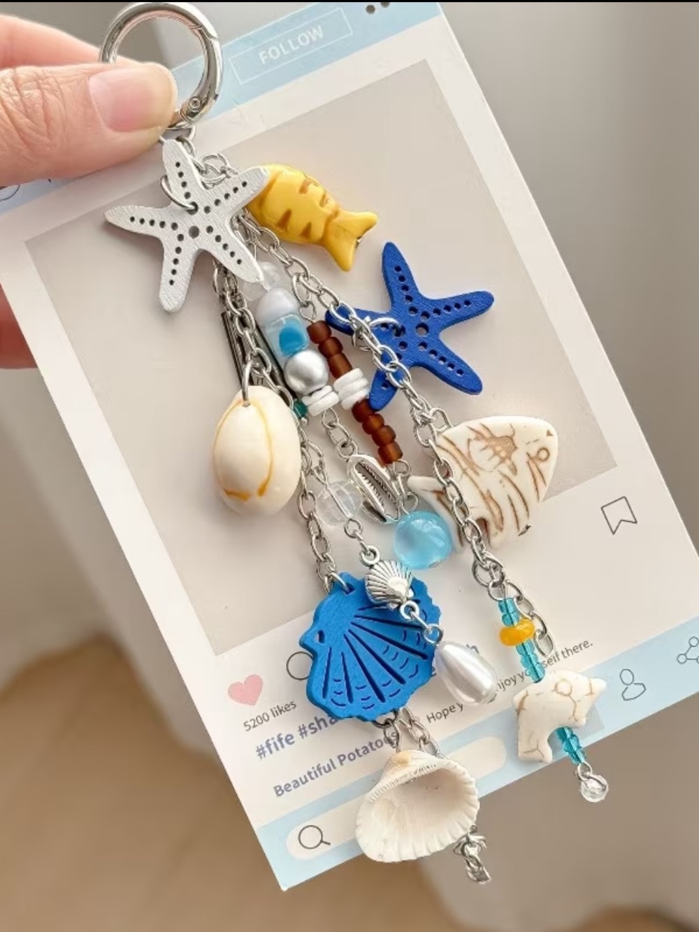 Beach Shell & Starfish Keychain